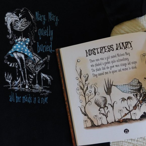 Rare Gris Grimly Wicked Nursery Rhyme Mistress Mary Hot Topic style goth T shirt - Picture 3 of 15